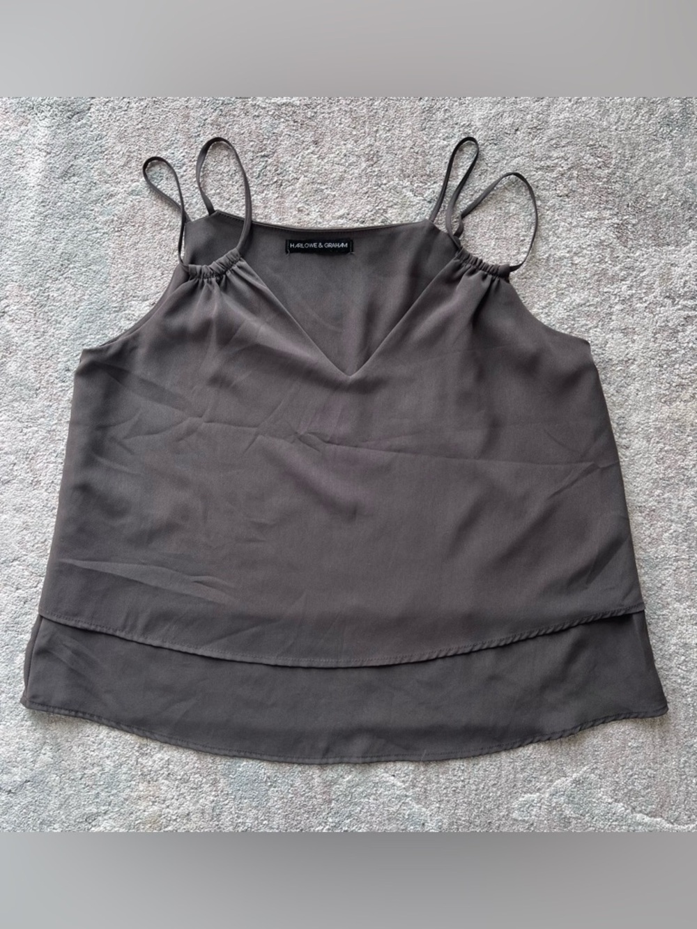 Harlowe & Graham Army Green Double-Strap V-Neck Camisole